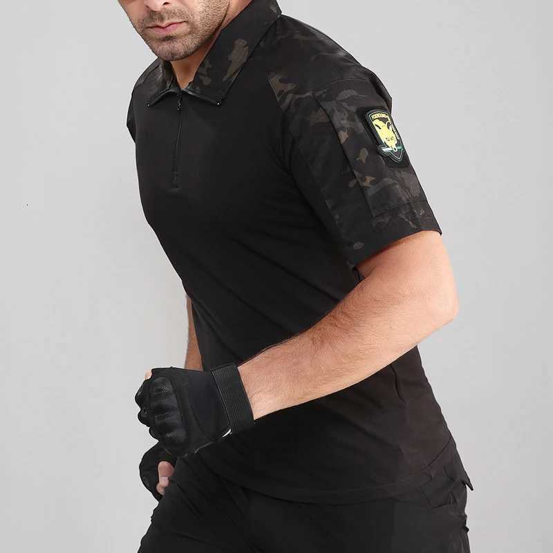 Camouflage Tactical T-Shirts Mens Summer Quick Dry Short Sleeve T-Shirts Breathable Wear-resistant Outdoor Hiking Sport Tees Y250724