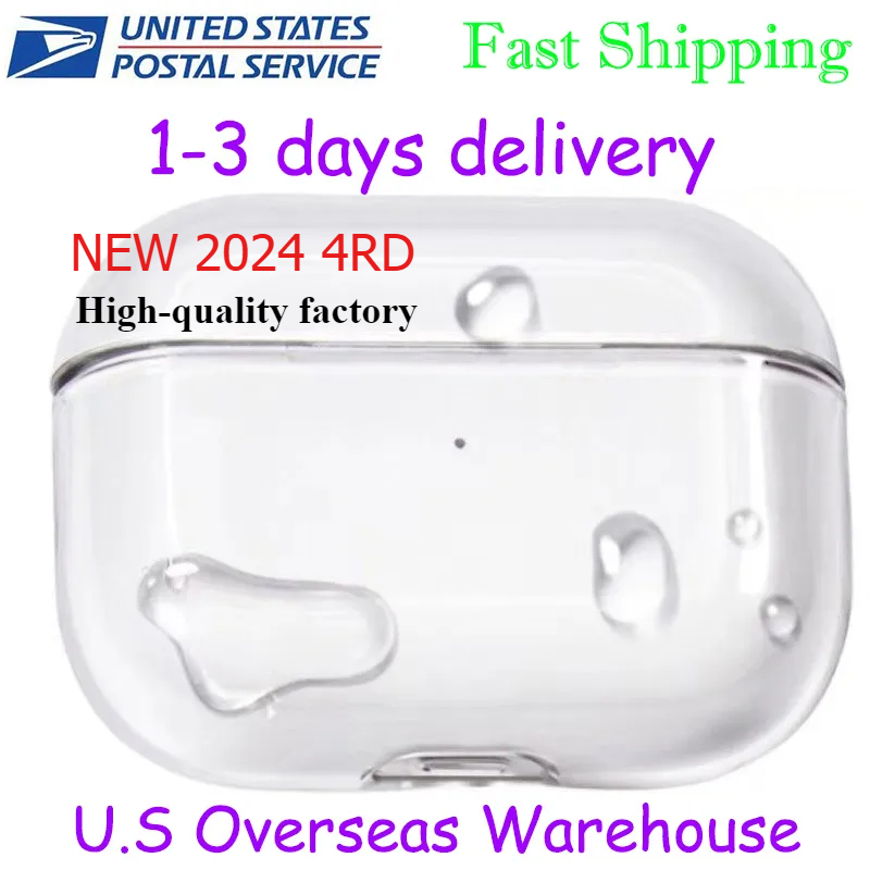 USA Stock for Apple AirPods 4 Pro 2 3rd Airpod Earphones 3 Solid Silicone Cute Protective Headphone Cover Apple Wireless Charging Box Shockproof 3nd 2nd Case