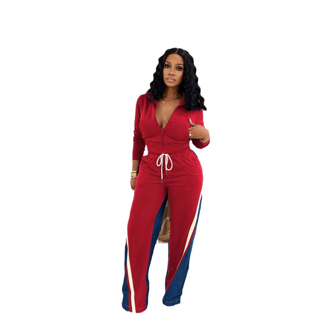 New Designer Women Set Spring and Autumn Fashion Splicing Style Sportswear Women's Leisure Outdoor Sports Two Piece Set