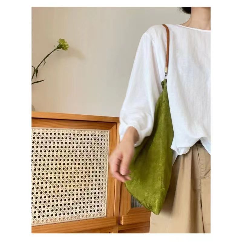 Shoulder Bag New Chinese Retro Jacquard Bag Cowhide Rope Adjustment Messenger Bag
