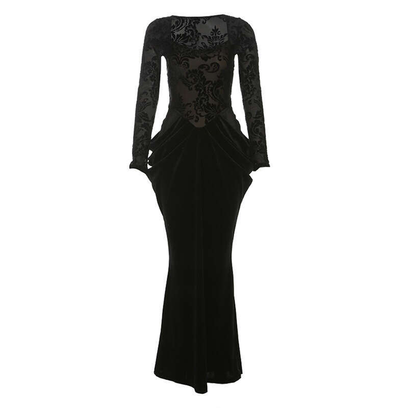 2024 Autumn Winter New Women's Solid Color Slim High Waist Street Fashion Square Neck Long Sleeve Dress 2d7