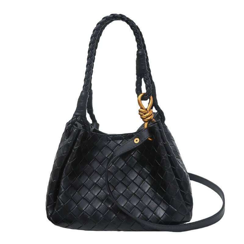 Woven Texture Bucket Bag Stylish Soft Tote Women Trendy Crossbody Single Shoulder Chic Handbag