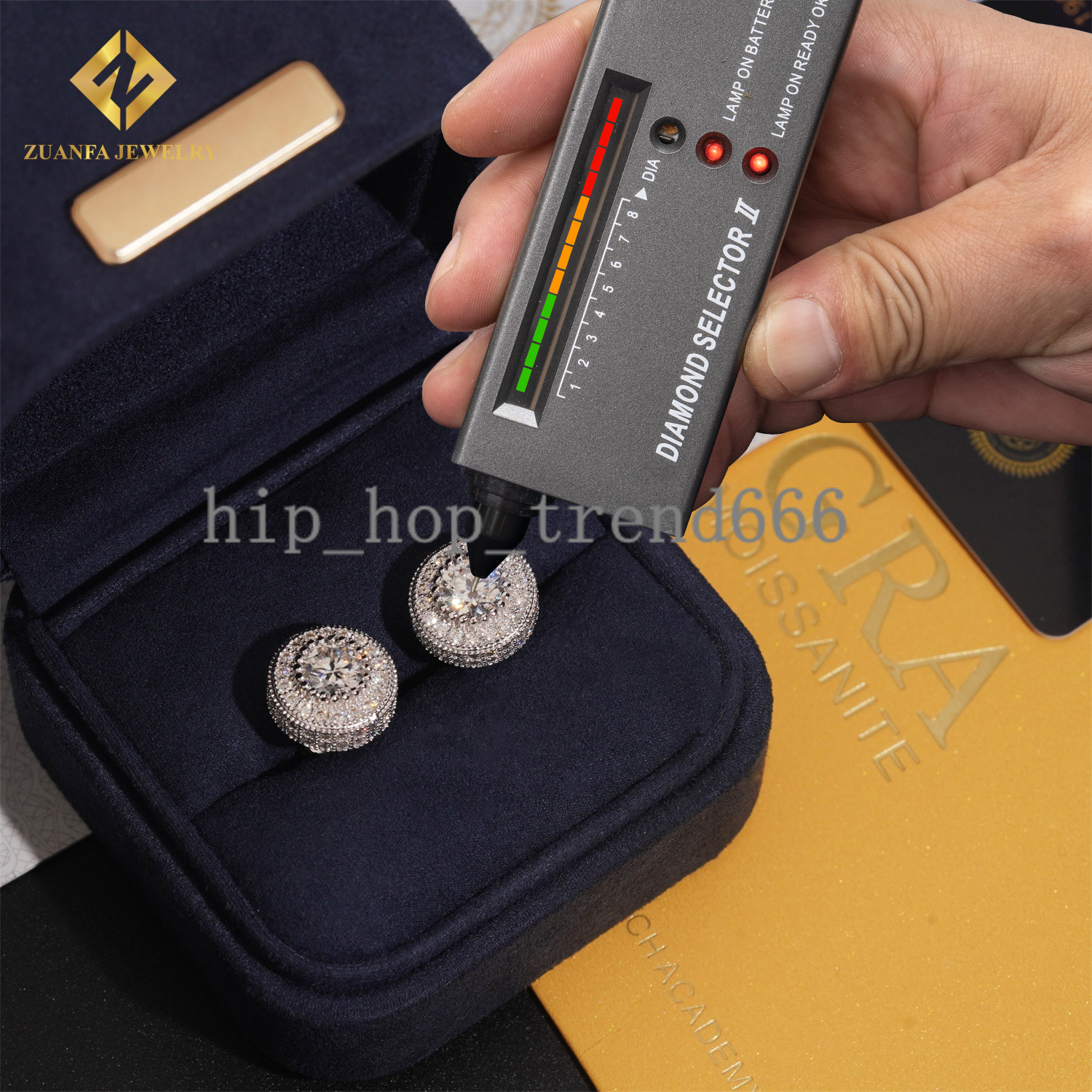 24h Shipping Halo Moissanite Earring Rapper Jewelry Round Cluster Stud Earring Solid 925 Silver VVS Moissanite Iced Out Earrings