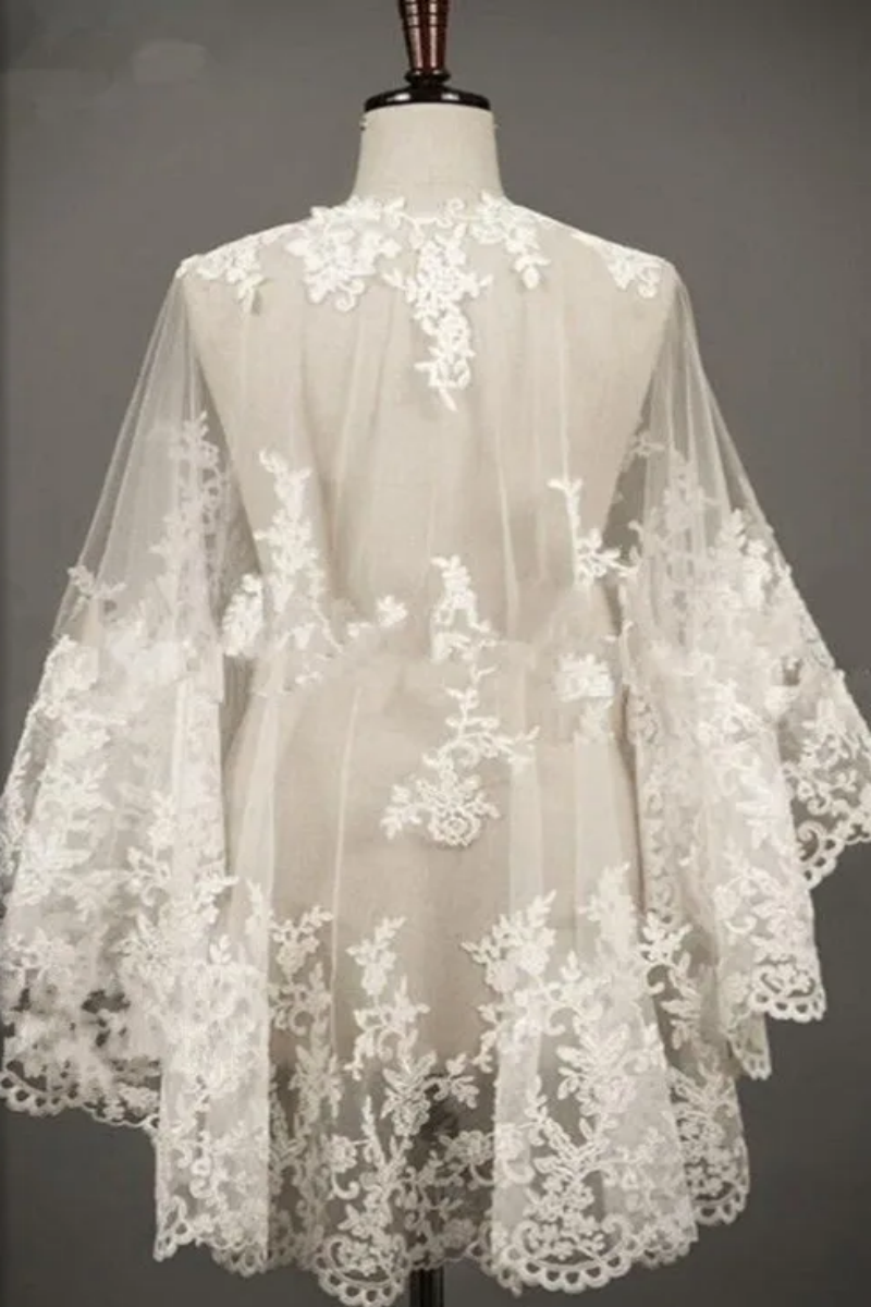 Real Picture Women Sleeveless Bridal Wraps White Lace Appliques Wedding Bolero Jacket Shawl Custom Made Size Long Capes