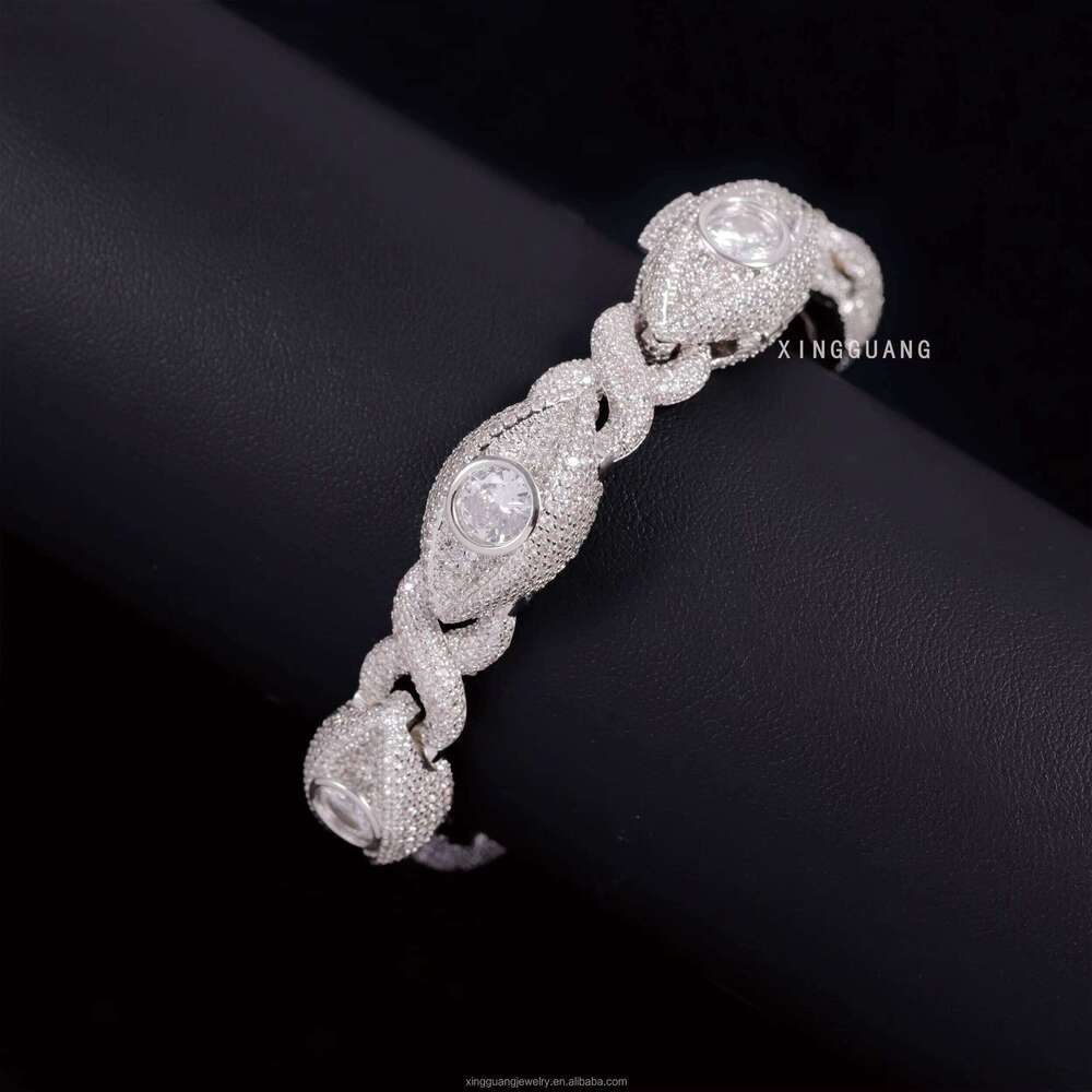 Popular Style Eyes Sterling Sier Rapper VVS Moissanite Dia Cuban Bracelet Fine Jewelry