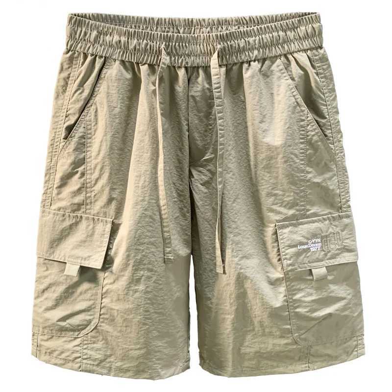 Summer Thin Mens Workwear Shorts Trendy Casual Sports Loose Cool Ice Silk Quick Drying Five Quarter Pants W250724