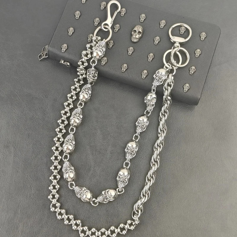 Model Skull Pants Chain Stainless Steel Round Beads Combination Locomotive Chain Punk Men And Women Accessories 250722