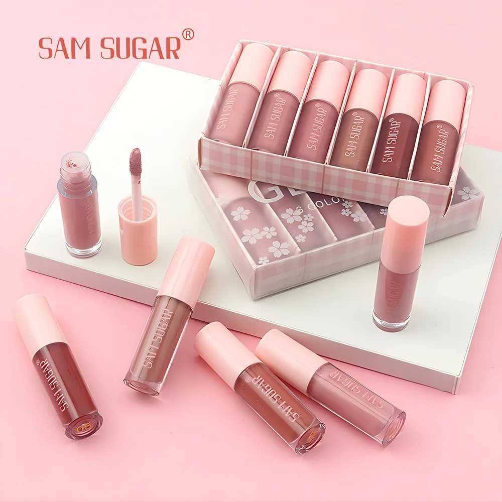 SAM SUGAR 6pcs Color Velvet Touch Lip Gloss SetSilky ExtensionHighly Saturated ColorLong Lasting Lasting Liquid LipsticksXJ250724