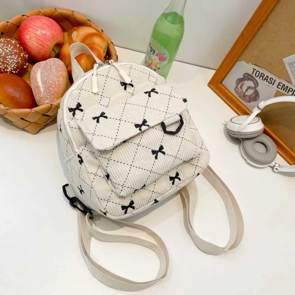 Mini Backpack Sweet Bowknot Printed Shoulder Bag Travel Cosmetic Storage Bag Korean Ins Student Backpacks Casual Rucksack Y250724