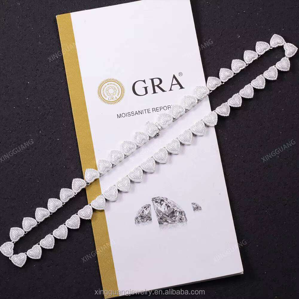 XG Pass Dia Tester Sier Heart Chain Necklaces Vvs Moissanite Cuban Link Chains