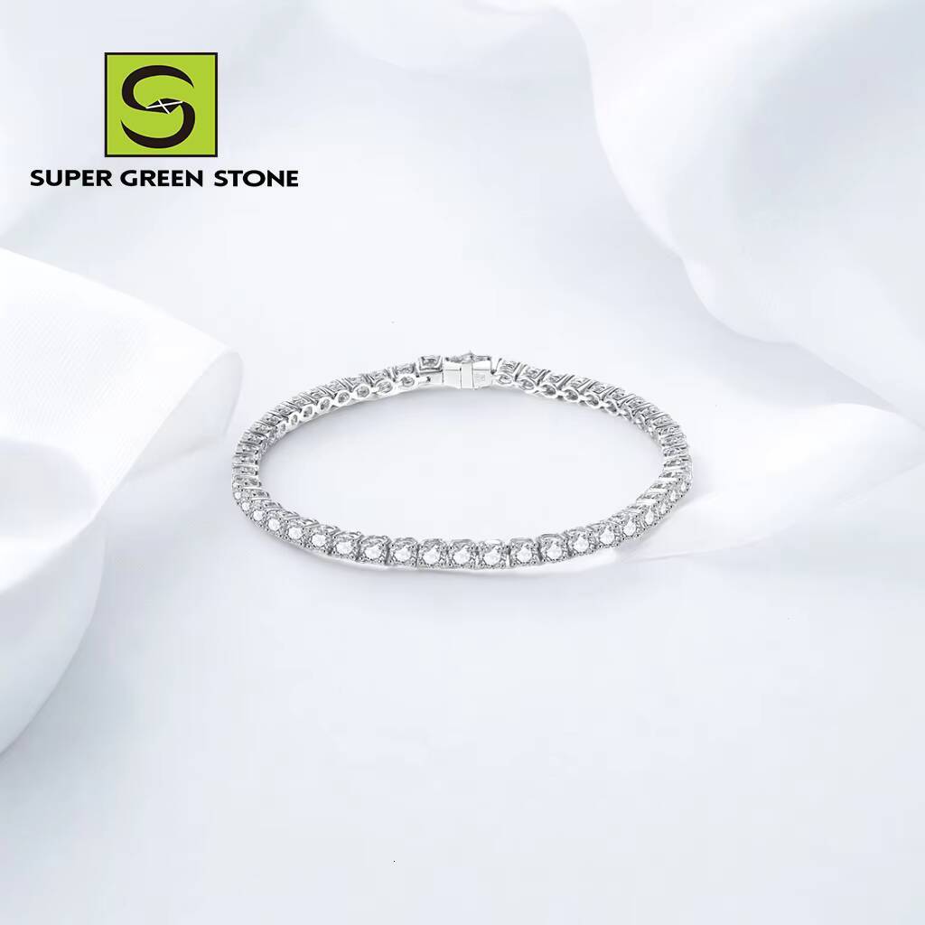 SuperGS SGSB017 Factory Wholesale 14K 18k Gold Jewelry 3mm 4mm 5mm 6mm 8mm Custom VVS Lab Diamond Tennis Chain Bracelet