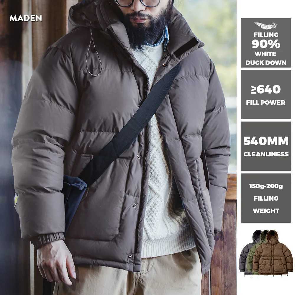 Mens Wax Surface 90% Down Jacket Men Removable Hooded Thickened Warm Winter Stand-up Collar Coat Mens Padded Outer Clothing X250725