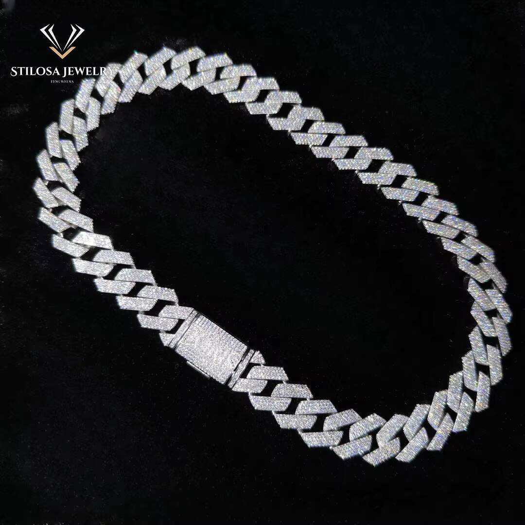 Hip Hop Cuban Chain 18mm Customized Size Necklaces Vvs Moissanite Necklace With Sterling Silver Fashion Jewelry