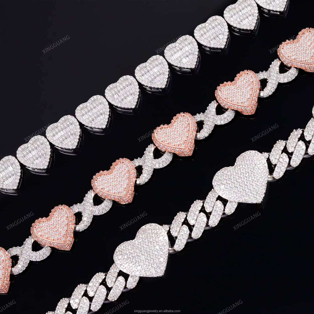 New Arrivals Popular Pass Dia Tester Chain Necklace Sterling Sier Heart Moissanite Cuban Link Bracelet