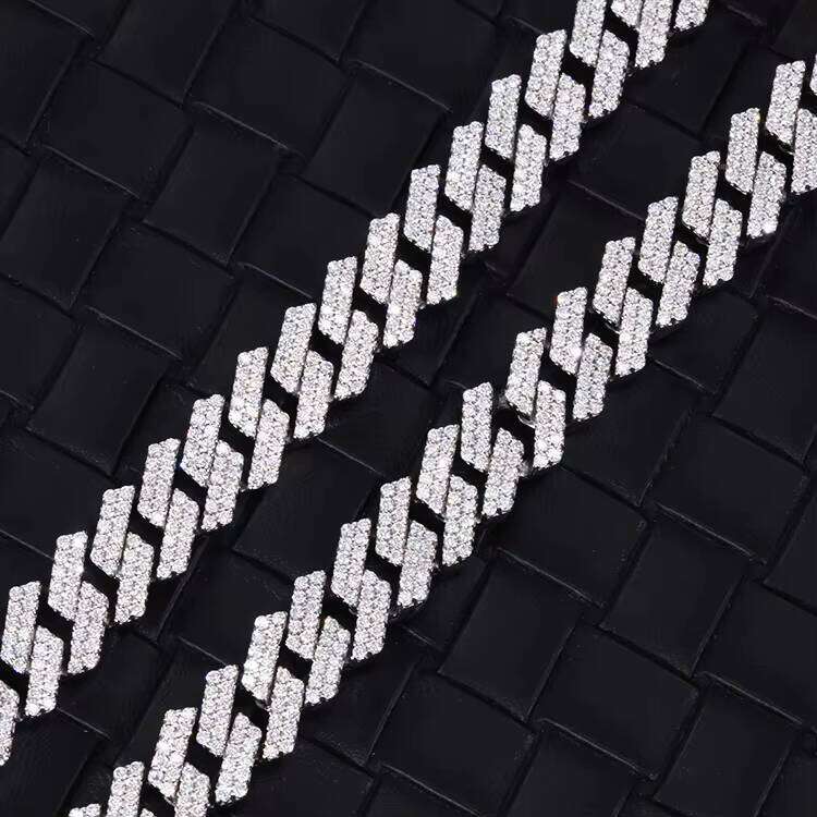 XingGuang Pass Test Sier Dia Link Necklace Iced Out 8mm Hip Hop VVS Moissanite Cuban Chain for Men