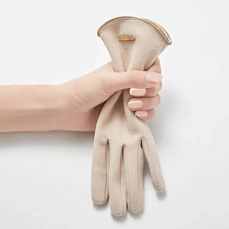 Women Touch Screen Gloves Fashion Mittens Autumn Winter Warm Thin Cashmere Solid Cycling Drive Suede Fabric Elegant Windproof ddmythur