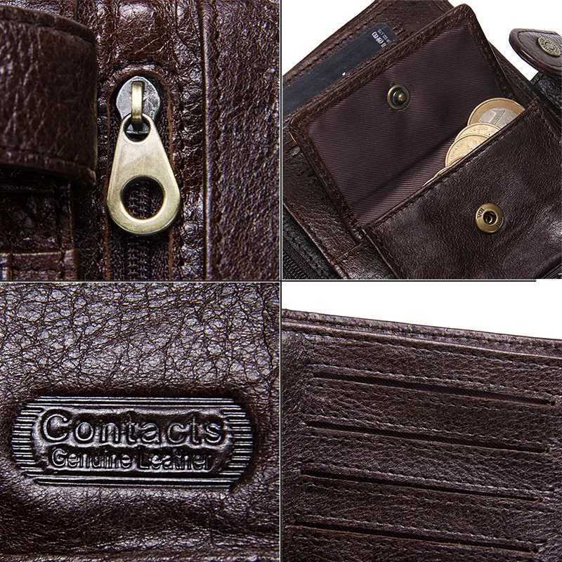 CONTACTS Top Quality Genuine Cow Leather Wallet Men Hasp Design Short Purse With Passport Photo Holder For Male Clutch Wallets Z250725