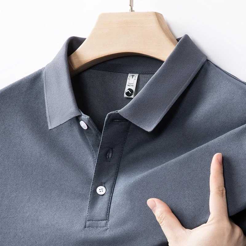 New Mens Business Casual Short Sleeved Solid Color Polo Shirt Fashionable and Comfortable Summer Versatile Top XJ250725