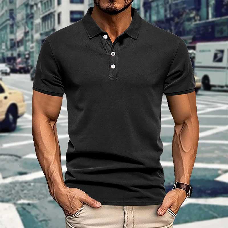Mens Casual Short-Sleeved Polo Shirt Solid Color Lapel 2024 New Summer Fashion Sports Breathable T-Shirt Top XJ250725