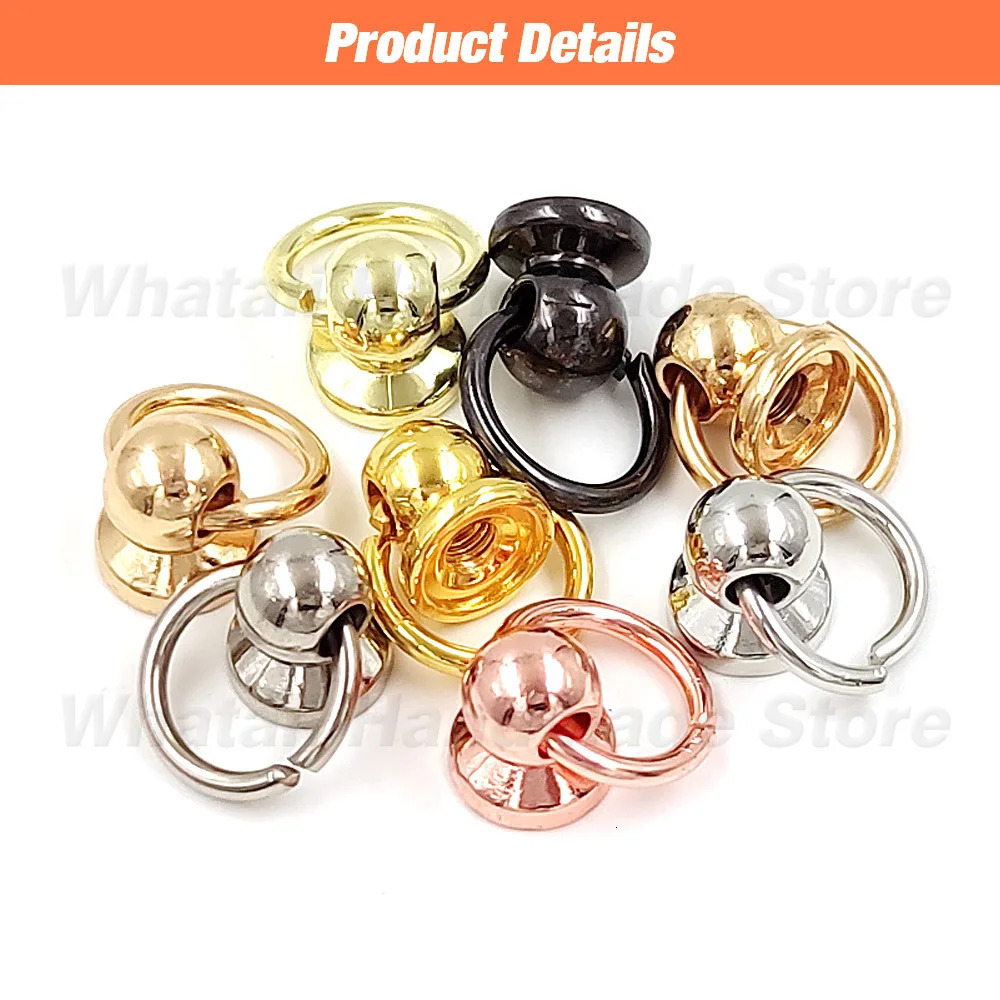 20set 7/8/10mm Metal O Ring Stud Chicago Screw Rivet Ball Post Screwback With For Leathercraft Phone Case Decoration Accessories 250723