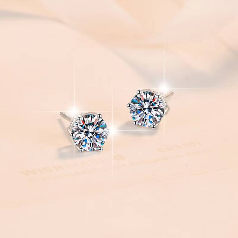 1ct Moissanite Diamond Studs Cheap 925 Sterling Earrings for Women VVS Wife on Stud VVS Womens Ear Price
