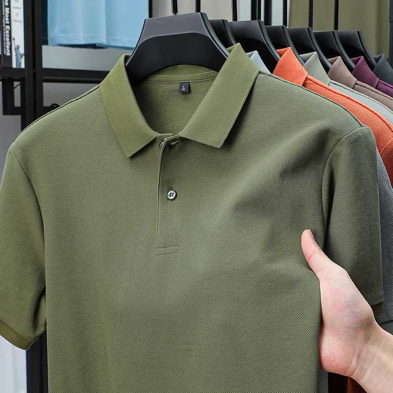100% Cotton High-End Short Sleeve Polo Shirt for Men Lapel Top Summer Breathable T-Shirt Trendy Solid Color Korean Casual Paul Shirt XJ250725