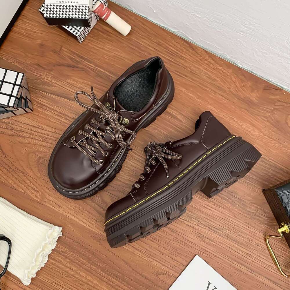 Designer Winter New Thick-Soled Small Height-Increasing Uniform Leather Shoes Petite Women, Korean Style Loafers for Women