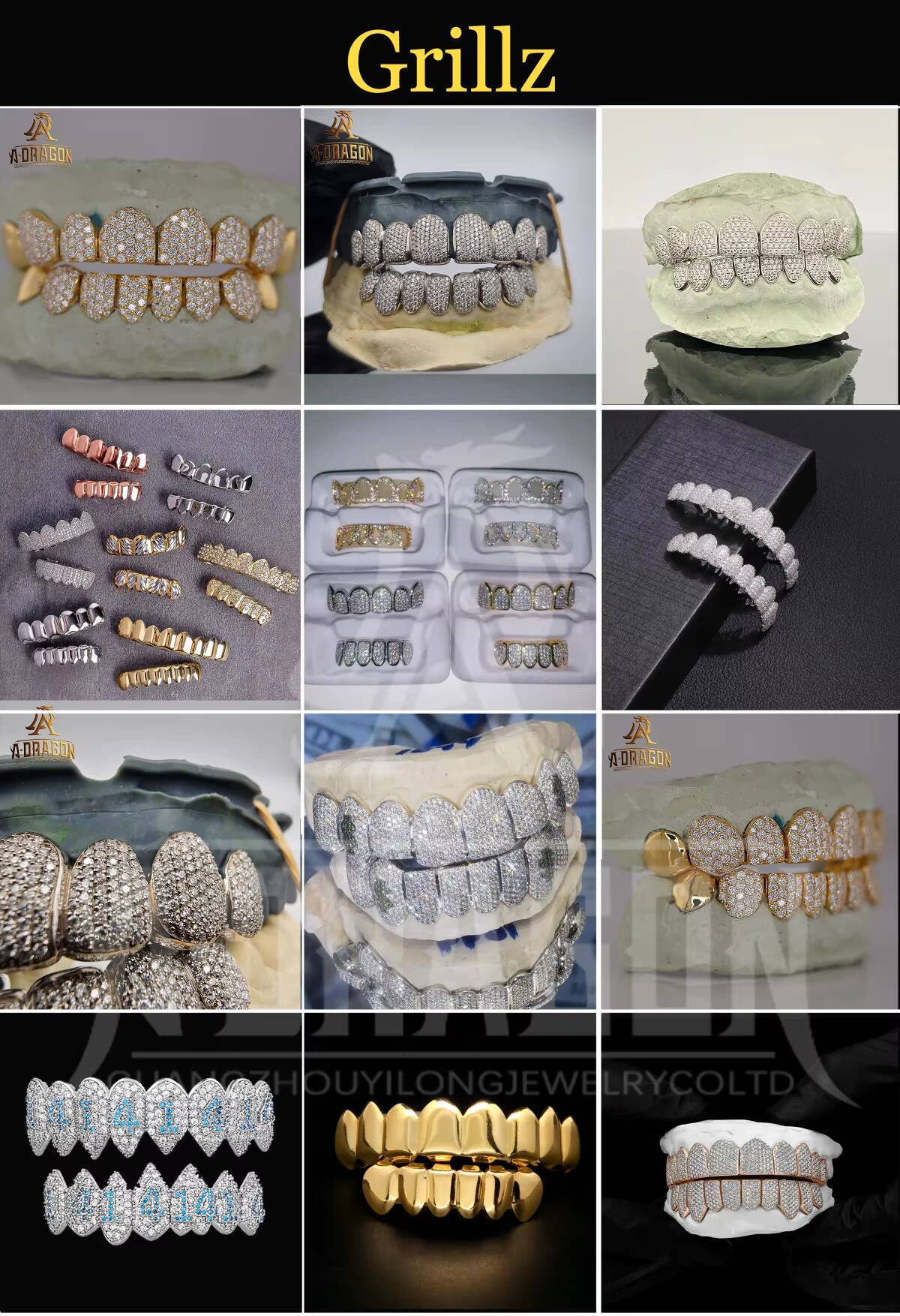 VVS Moissanite Diamonds Custom Made Dental Grills Iced Sterling Silver Real Gold Plating Zigzag Setting Teeth Grillz-for Gifts