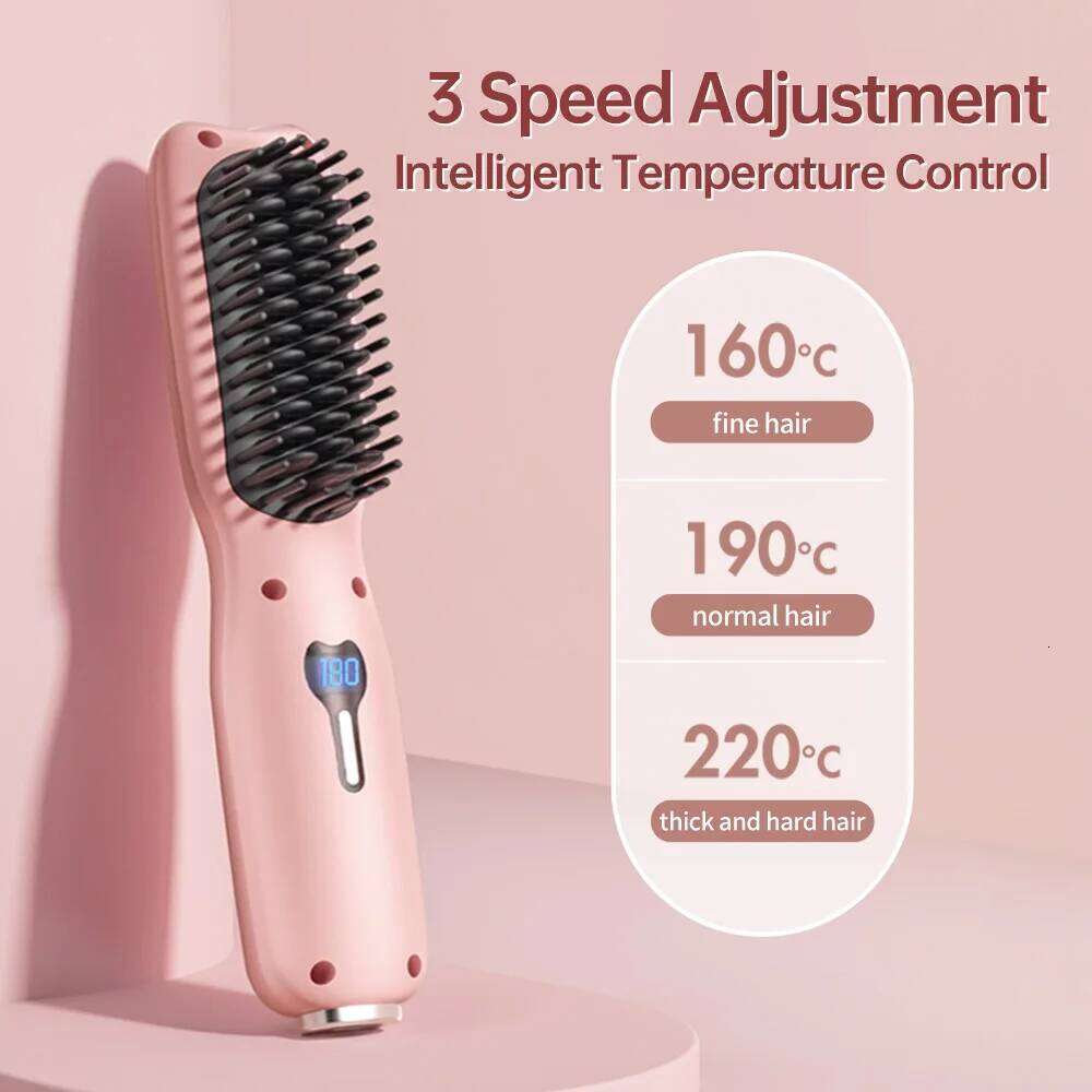 Straightening Brush Negative Ion Electric Hot Heated Multifunctional Straightener Ceramic Comb Quick Hair Styler