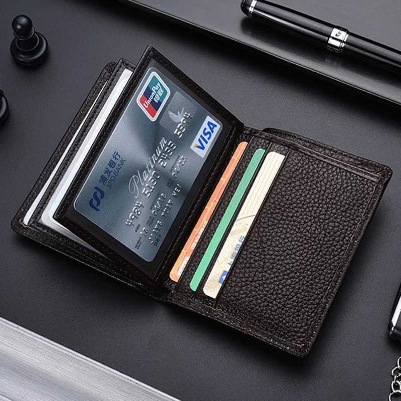 New Genuine Leather Mens Wallet Cowhide Drivers License ID Slot Money Bag Holder Short Vertical Purse For Male Z250725