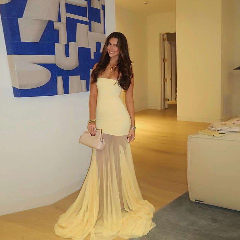 2025 Spring New Women's Solid Color Slim Fit High Waist Fashion Off-Shoulder Tube Dress 506