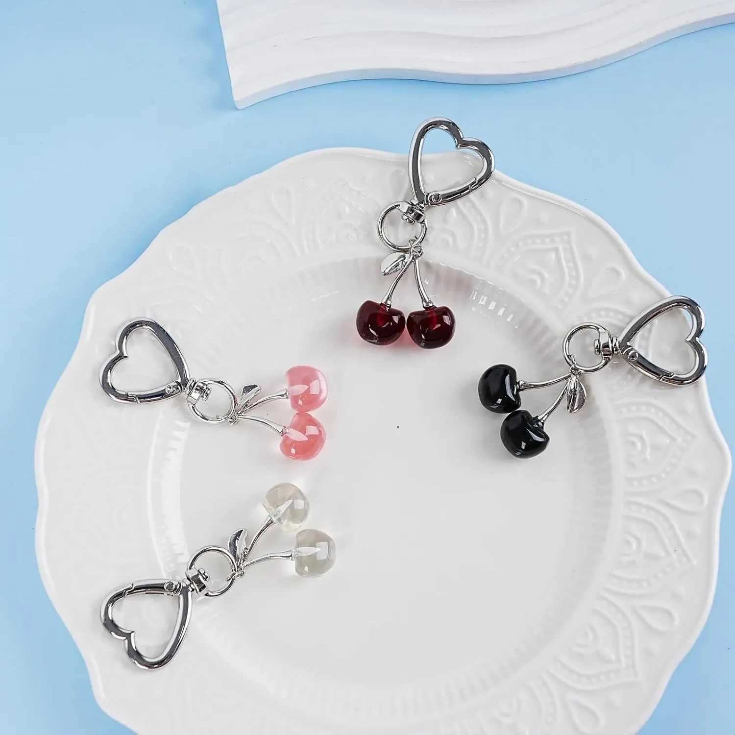 Cute Cherry Keychain Kawaii Cherry Bag Purse Charms for Women Car Keys Decor Gifts Stuff Accessories 250715