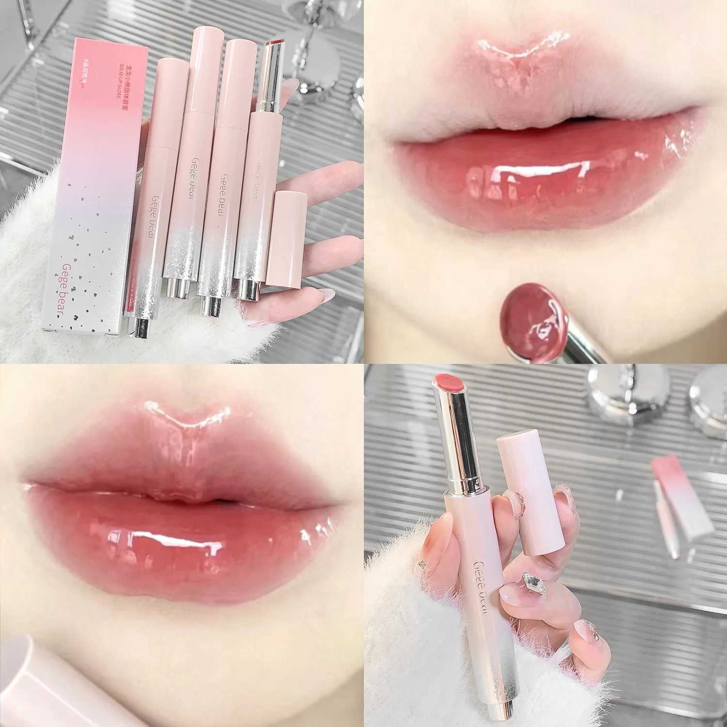 Jelly Solid Lip Gloss Cute Hydrating Mirror Red Brown Lipstick Clear Moisturizing Lips Tint Nature Nude Lip Makeup CosmeticsXJ250724