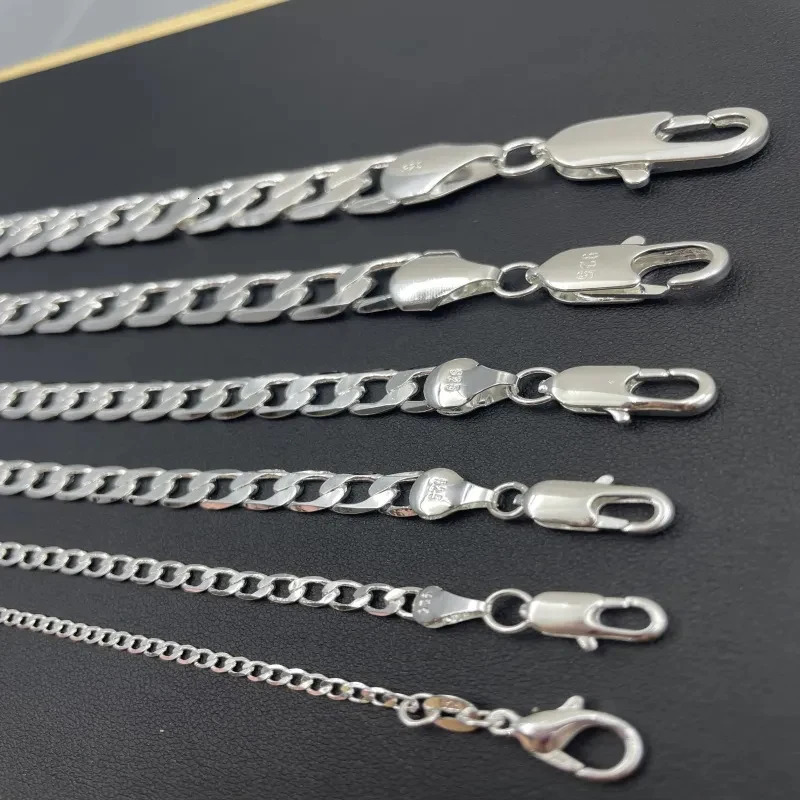 Mens 925 Sterling Silver Necklace 281012MM 4075cm Face Chain Lobster Clasp Men Women Engagement Jewelry Gifts 250716