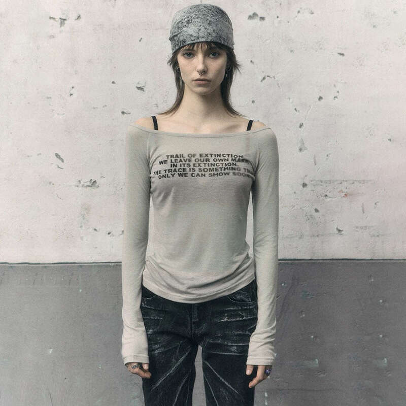 INS2024 Summer New Women's Solid Color Slim Street Fashion Off-Shoulder Long Sleeve Top 788