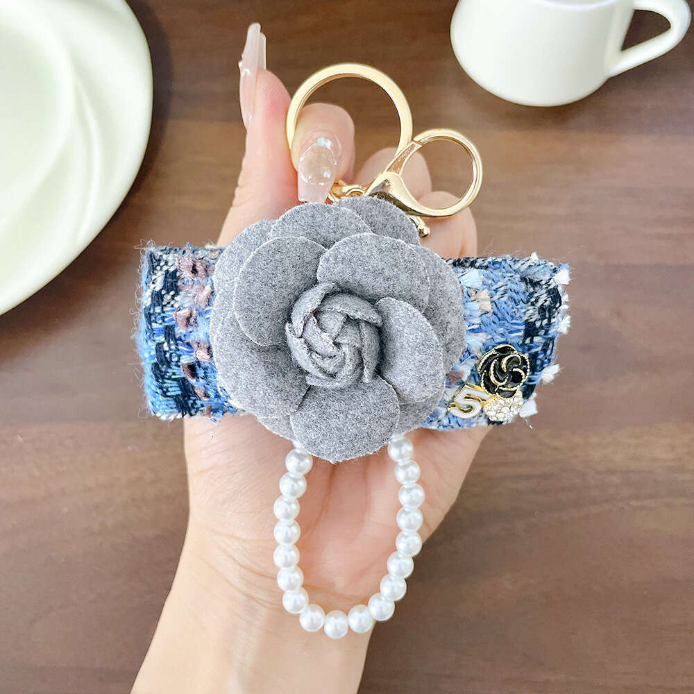Korean Style Little Bow Keychain Black White Gray Camellia Bag Pendant Car Gift Ornament