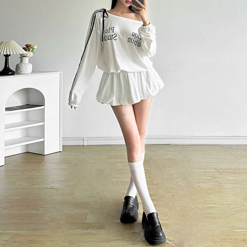 2024 Style Sexy Long Sleeve for Women Cool and Bold Sister Waist-Cinching Loose Mini Sweatshirt Dress cfb