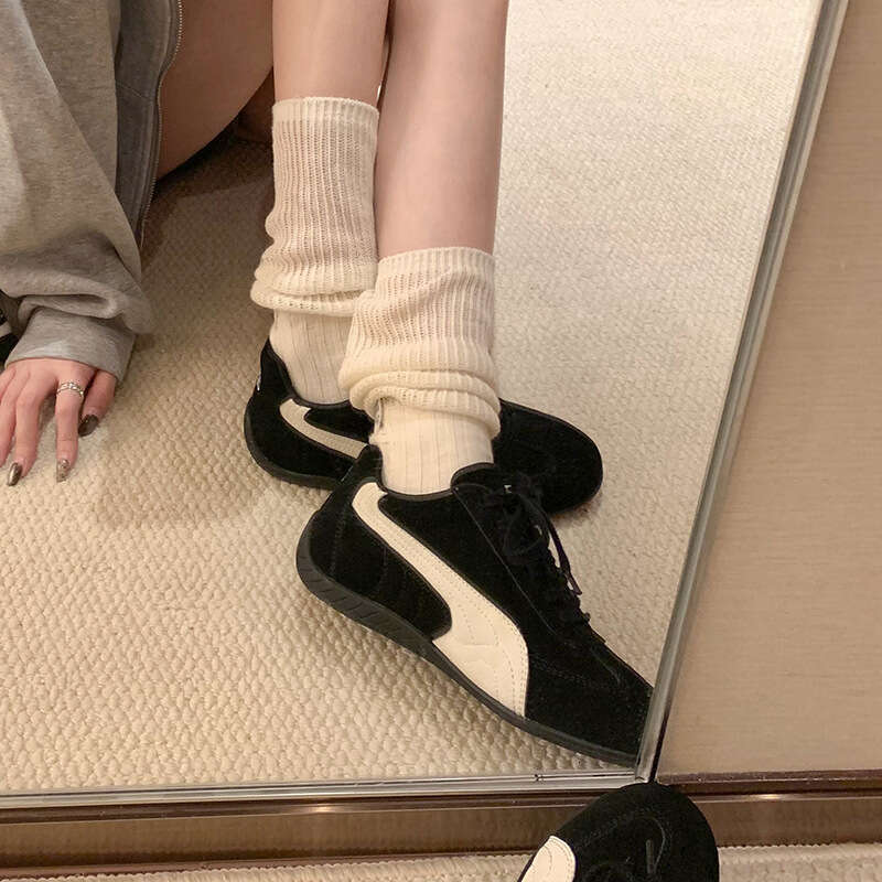 Su Yinyin Lace-Up Low-Top Casual for Women, Flat Korean Style, Everyday Versatile Outdoor Training Shoes, Racing Shoes