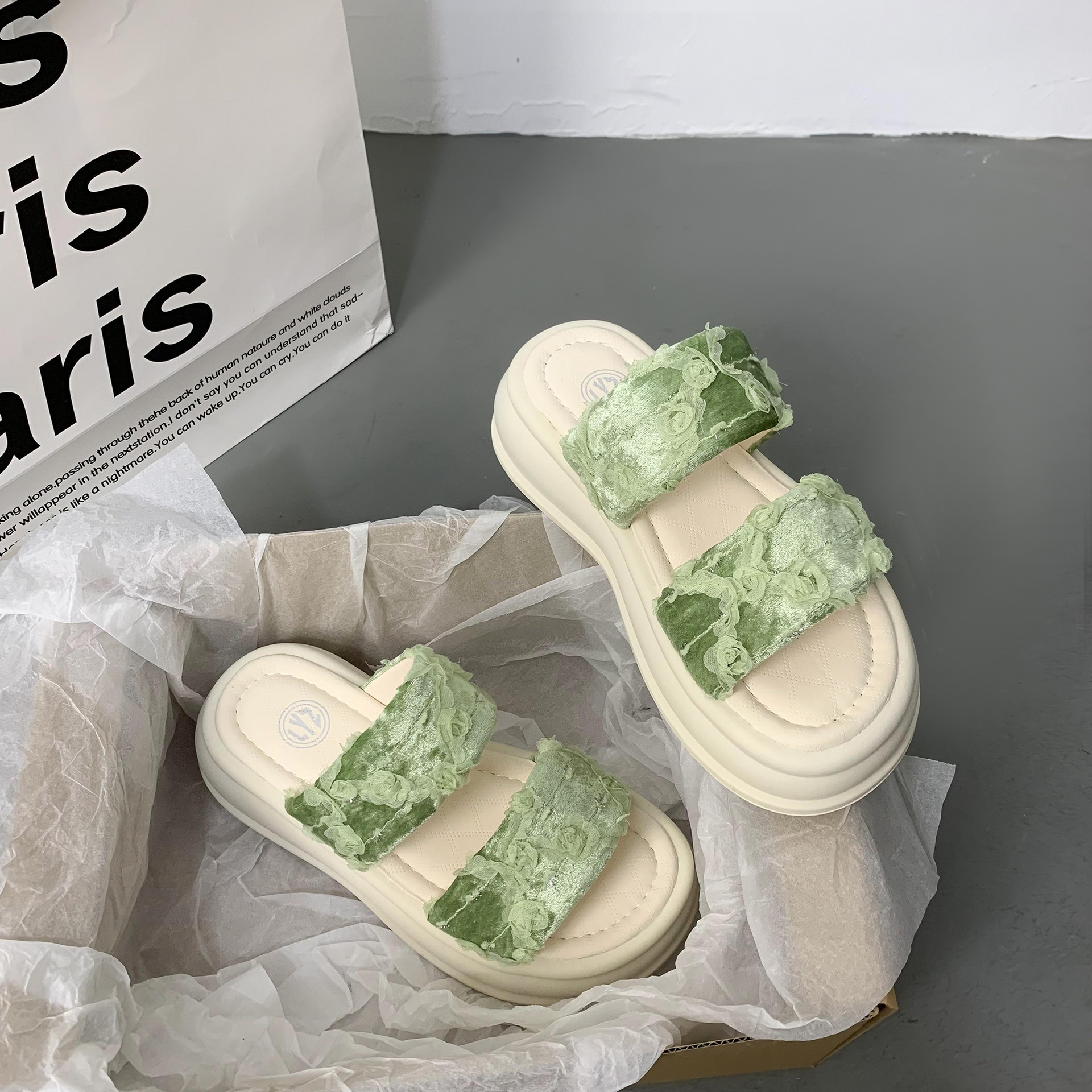 Ddmysports Stunning Fairy Style For Women Summer Outdoor New Thick Sole Height Increasing Non Slip Dress Sandals Beach Slippers Outdoor Shoes