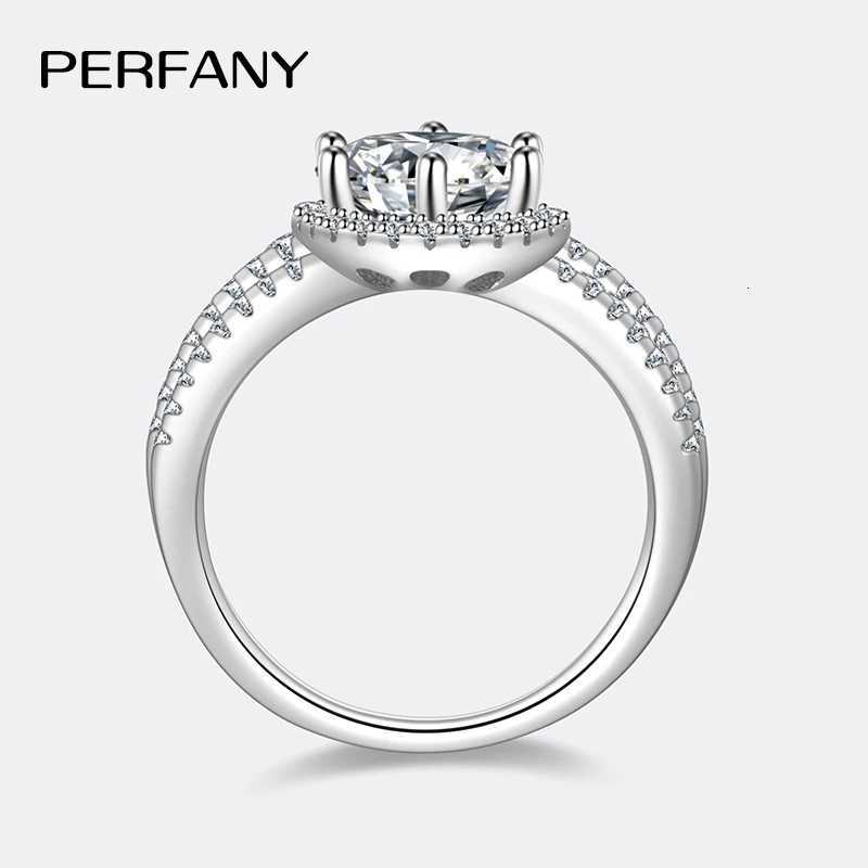 PERFANY 2/3CT Womens Moissanite Ring S925 Pure Silver Plated 18K White Gold Diamond Wedding Ring Luxury Wedding Jewelry W250417