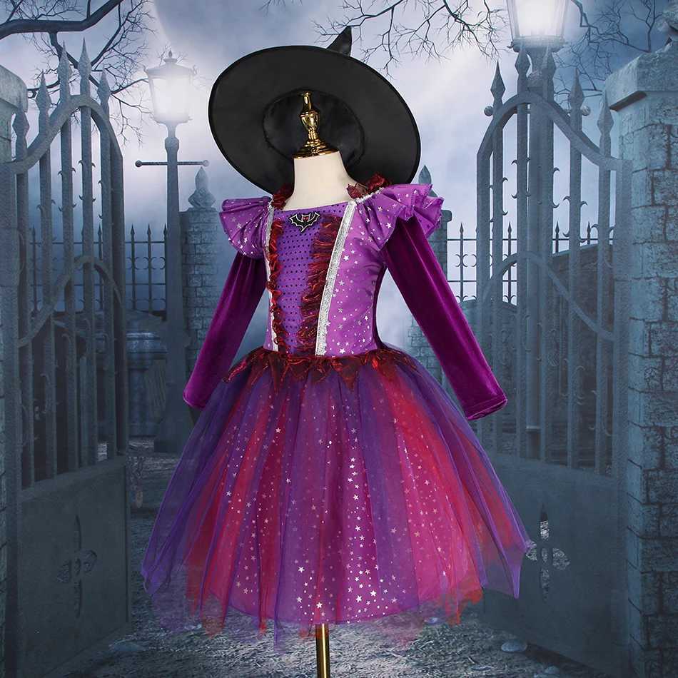 Halloween Costume For Kids Fantasy Vampire Witch Costume Girls Sequin Mesh Tutu Dress Kids Carnival Outfit Gothic Dark Dresses Z250725