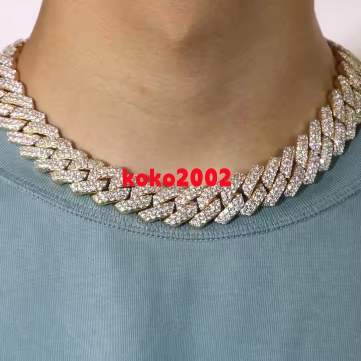 925 Silver Moissanite Link Chain Necklace with VVS Diamonds Gold Plating Bling Hip Hop Style Cute Design for Party or Gift