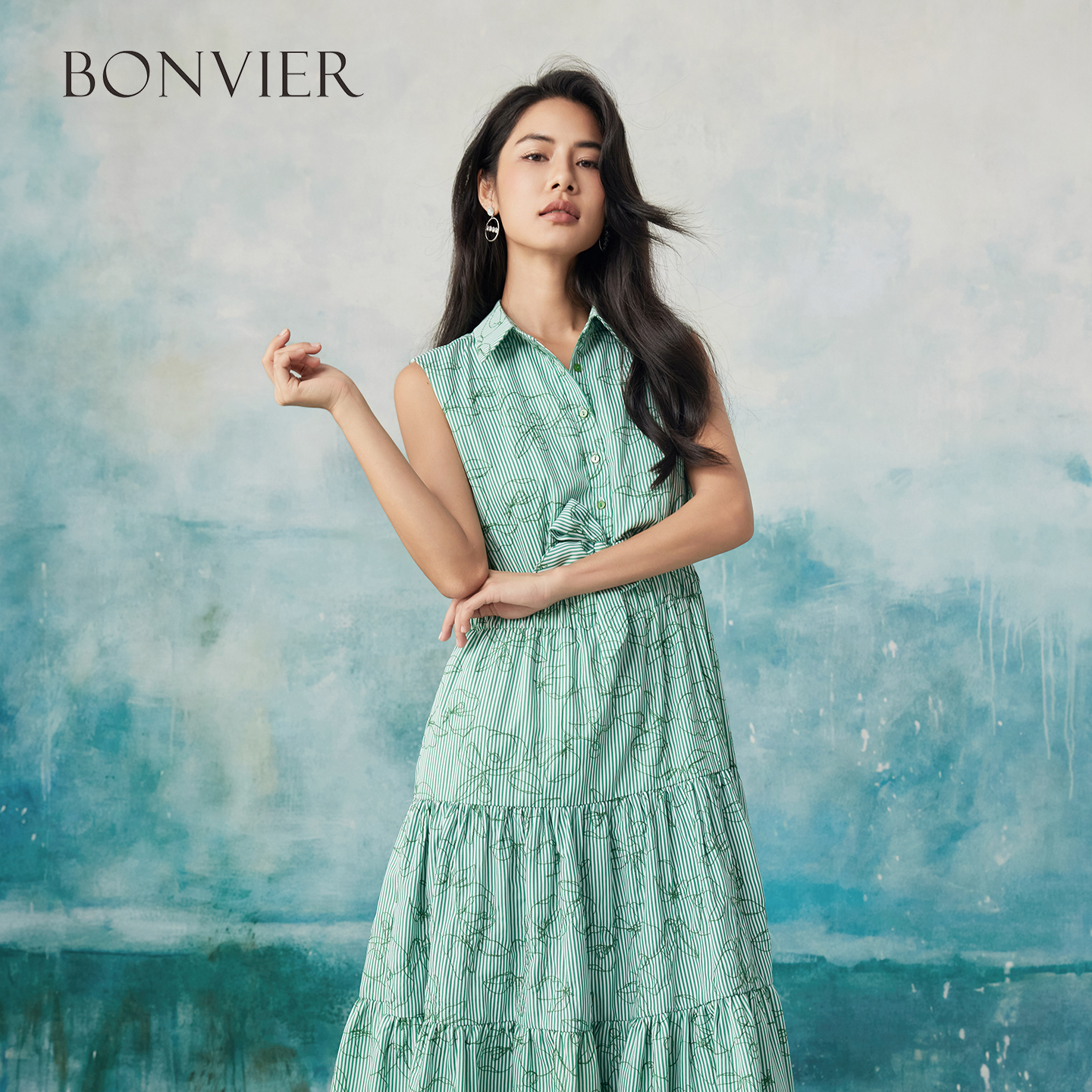 2025 Summer Fashion Bow Embroidery Cake Skirt Elegant Temperament High Waist Shirt Skirt Green A-line Long Skirt 6116799