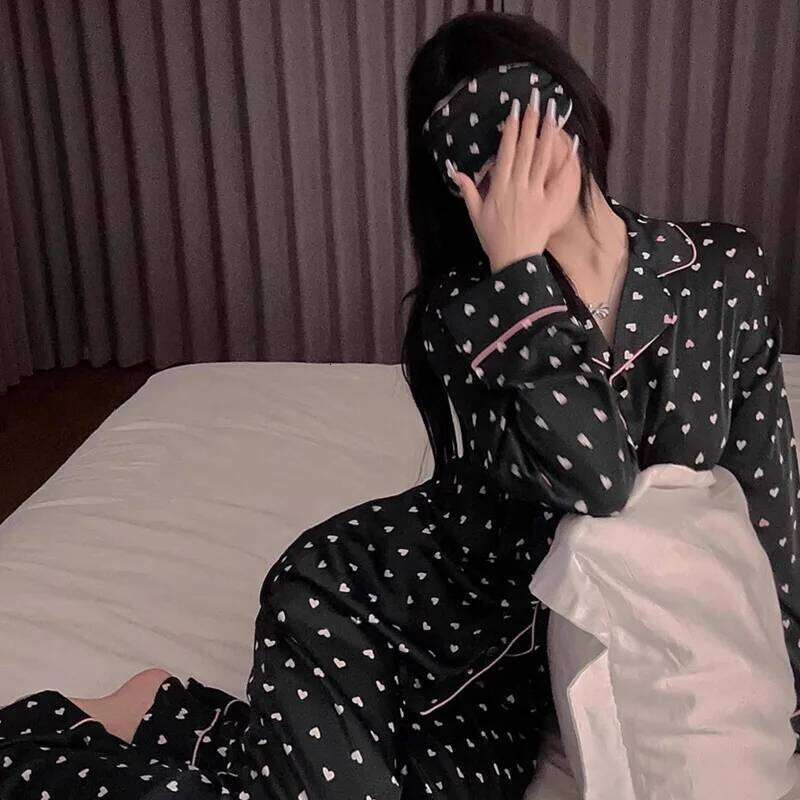 Designer Leisure High Quality Summer Print Fashion Women Pama Set Sweet Lace Cuff Trousers Long Sleeve Suit Pyjamas Home clothing Women's casual 