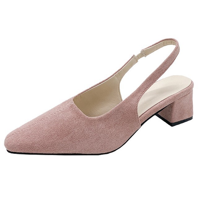 Ddmysports French Style Peep Sandals For Women New Summer Elegant Versatile Chunky Pointed Toe Open Back High Heel Single Shoes Outdoor Shoes