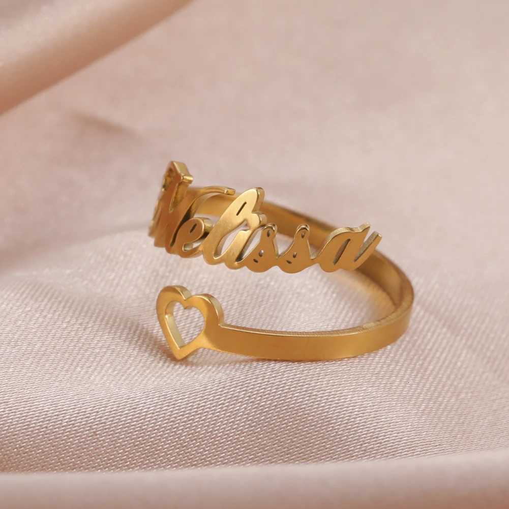 Customize dual name rings for women personalized rings for men wedding gifts for couples gold stainless steel jewelry W250417
