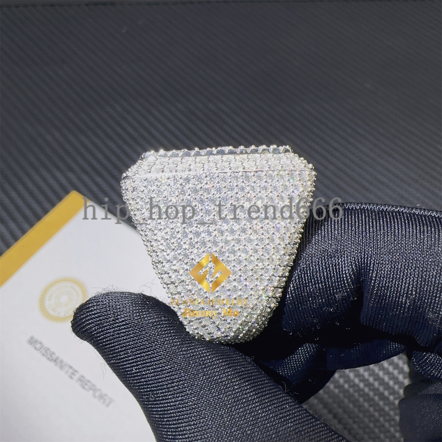 New Arrivals Iced Out Hip Hop Ring 925 Sterling Silver VVS1 Baguette Moissanite Man Pinky Ring