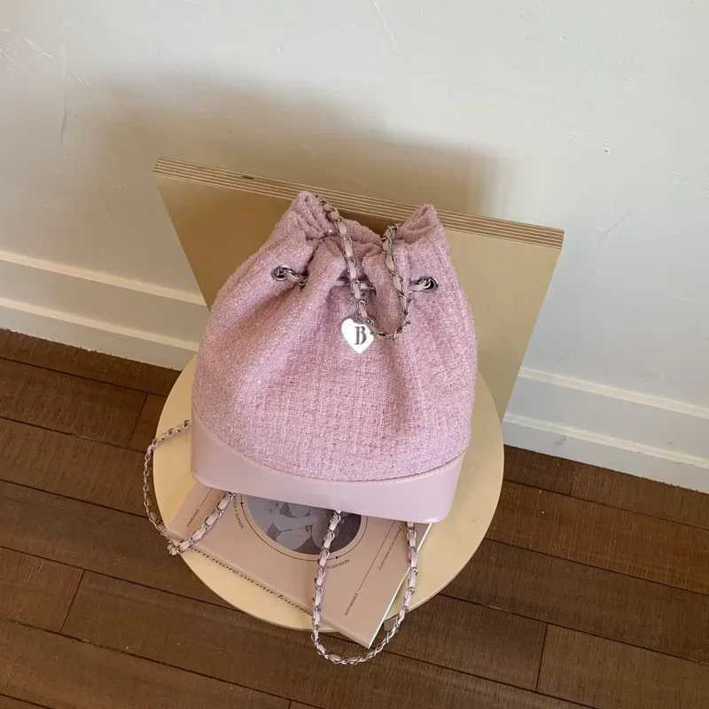 2025 Wens Chain Backpack Detachable Tweed Sahel Convertible Carry Summer Minimalist Shoulder Crossbody Purse Y250724