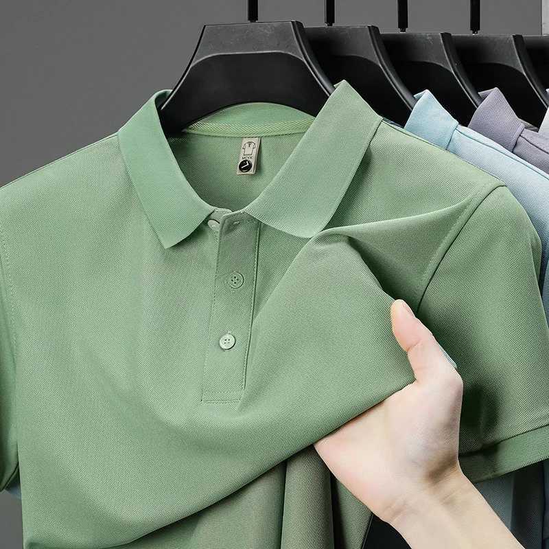 2025 New Mens Business Casual Short Sleeve Shirt Solid Color Polo Shirt Fashionable Breathable Comfortable Versatile Top XJ250725