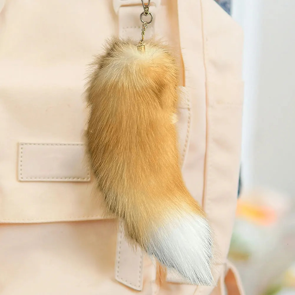 Huge Fluffy Faux Fur Fox Tail Keychain Pendant Cosplay Tail Large Long Cute Wolf Fox Tail Fur Car Keychains for Women Girl 250722